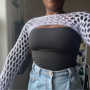 purple crochet sleeves